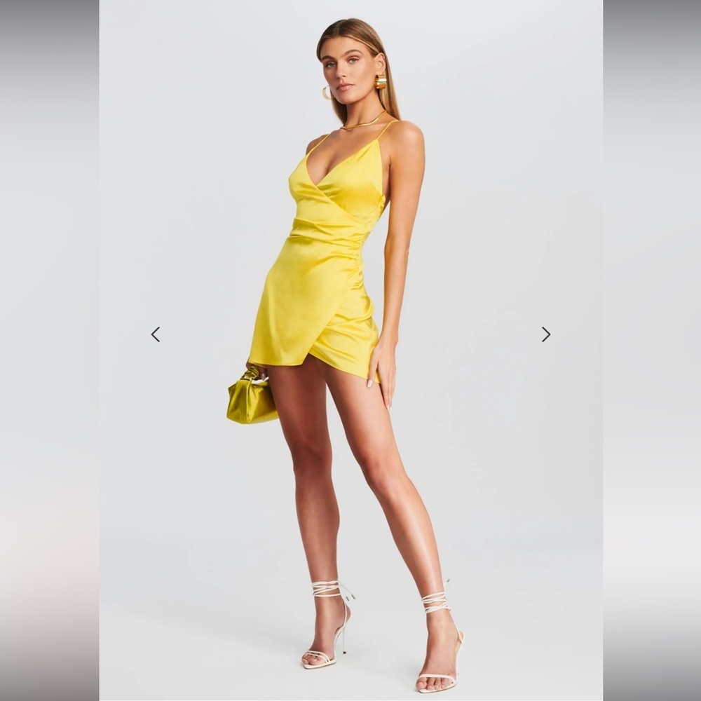 SER.O.YA LEAH SILK DRESS in BRIGHT Yellow Size Small